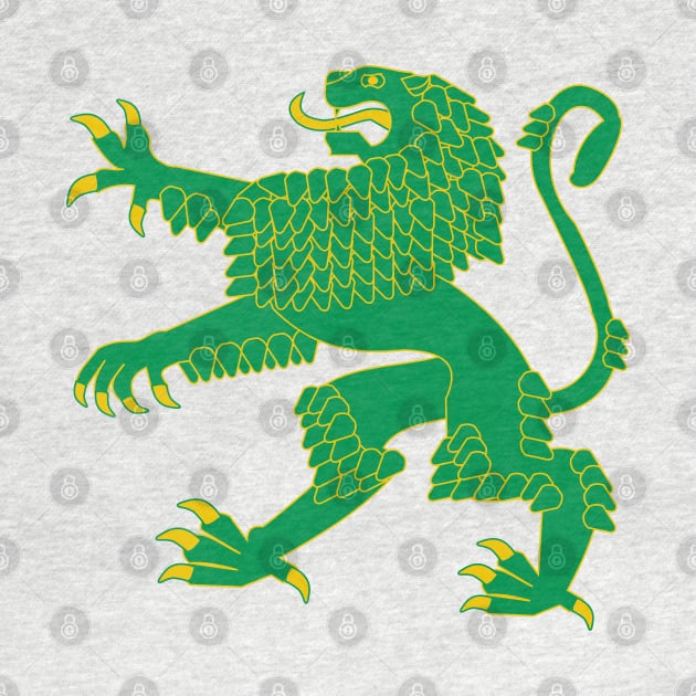 Heraldic Rampant Lion (Green) by PabloDeChenez